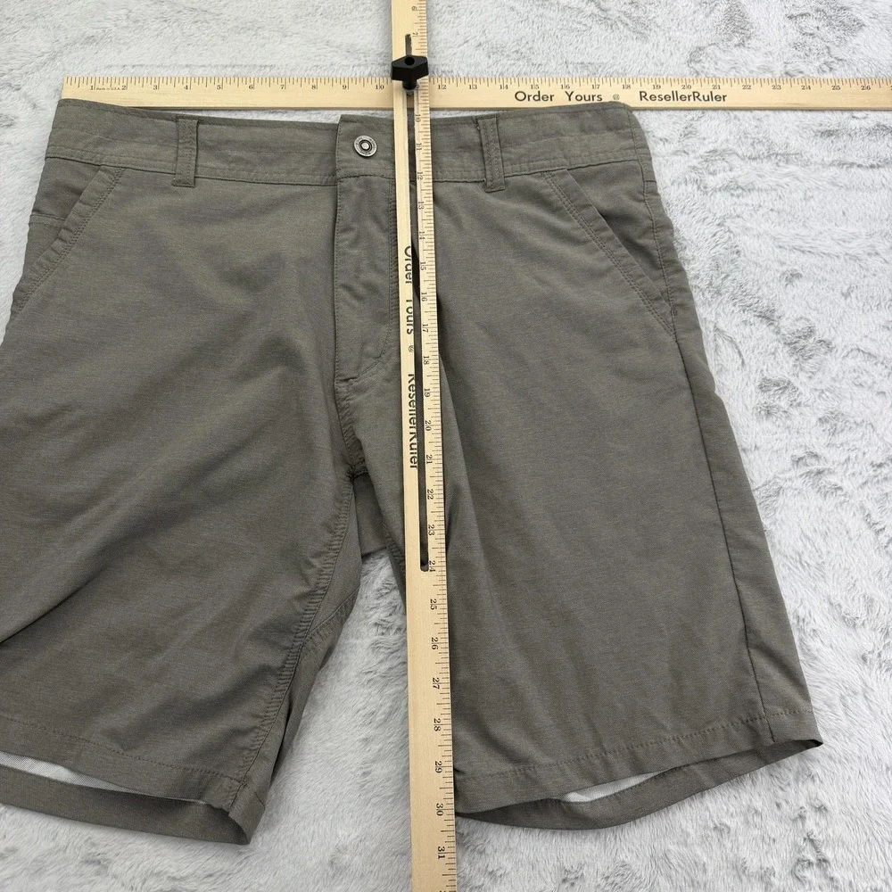 Kuhl Shorts Mens 36 Brown Chino Microfiber Drawstring Pockets 10 Inseam Hiking